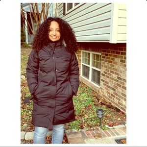 Black womens north face parka style coat